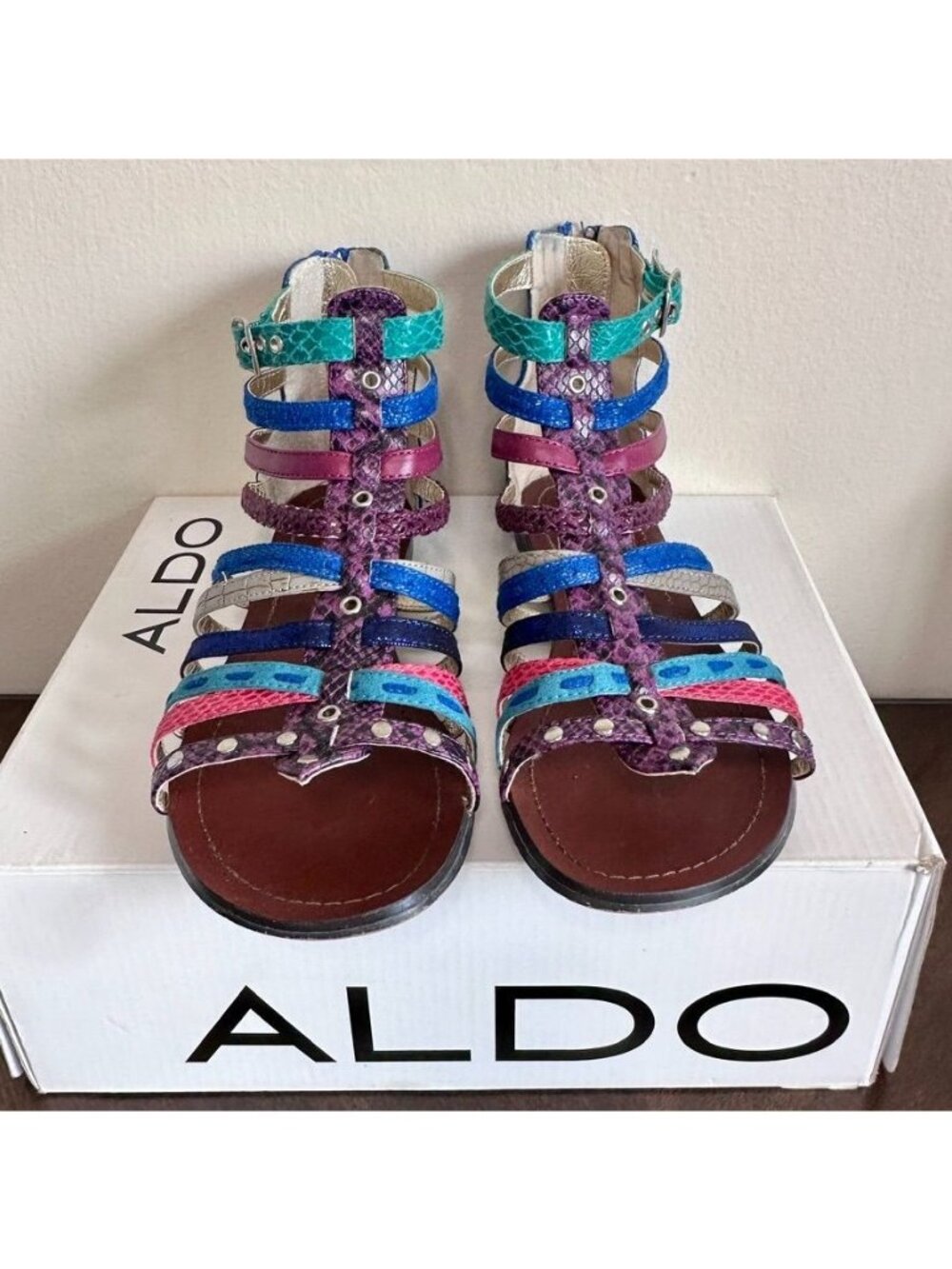 ALDO Rosenberger-7 Gladiator Sandals Women EU 40 US 9 Multicolor Zip - Picture 4 of 10